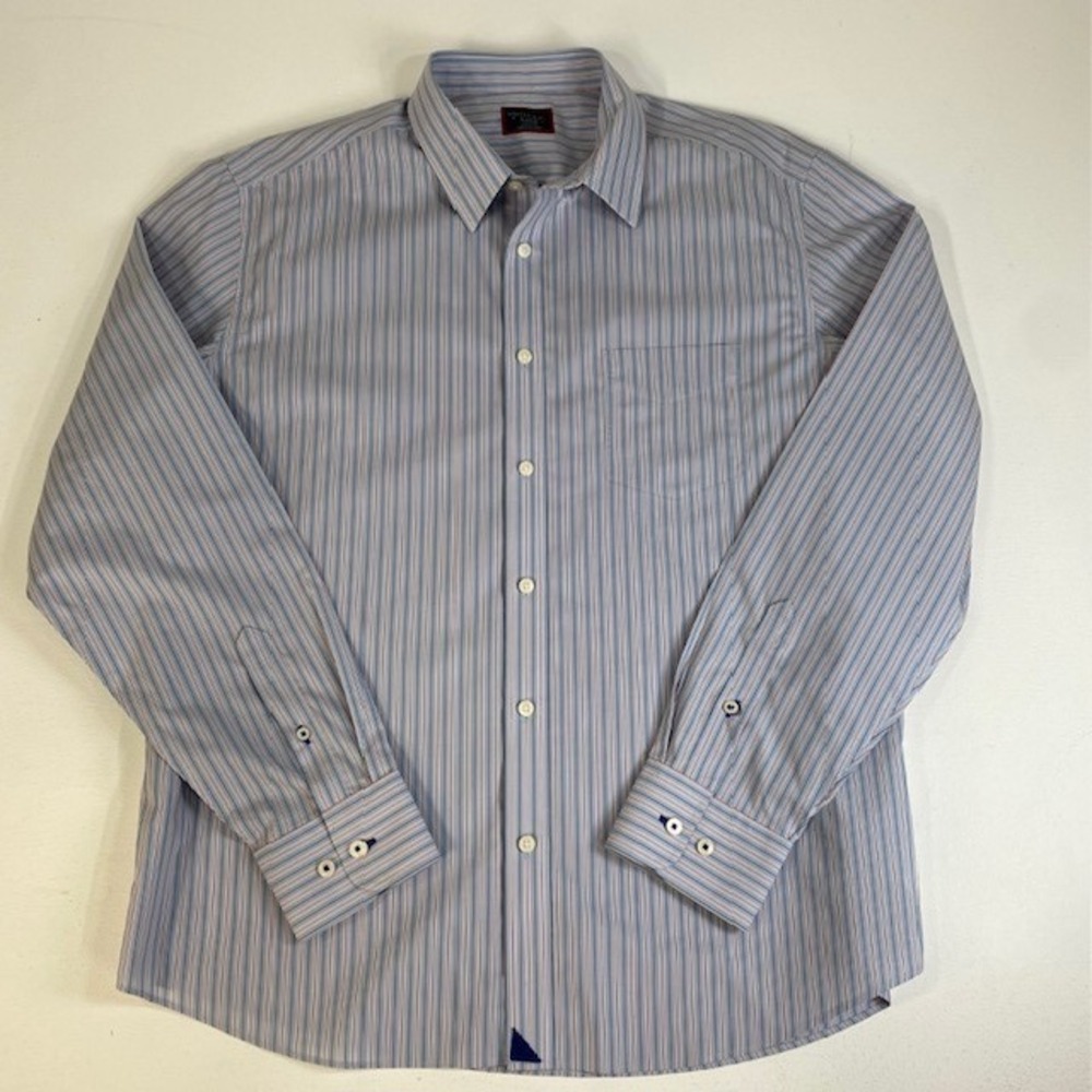UNTUCKit Burton WF Mens X-Large‎ Blue Striped Wrinkle Free Long Sleeve Shirt